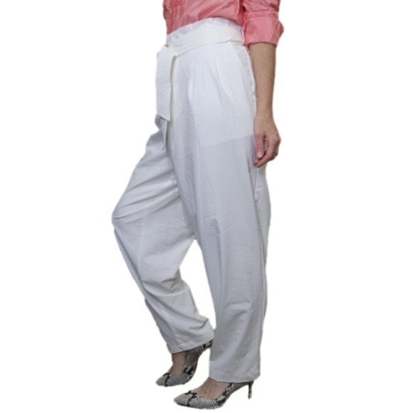 SIZE L (12-14 US) Cropped dress pant High waist White Pockets CALVIN KLEIN - Picture 5 of 15